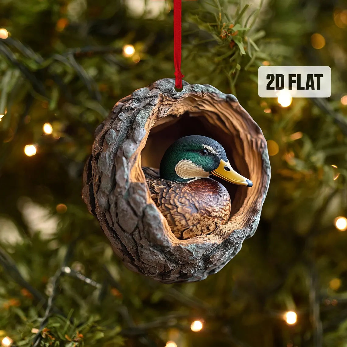 Mallard Duck 2D Flat Ornament, Duck Hunting Rearview Mirror Car Accessories