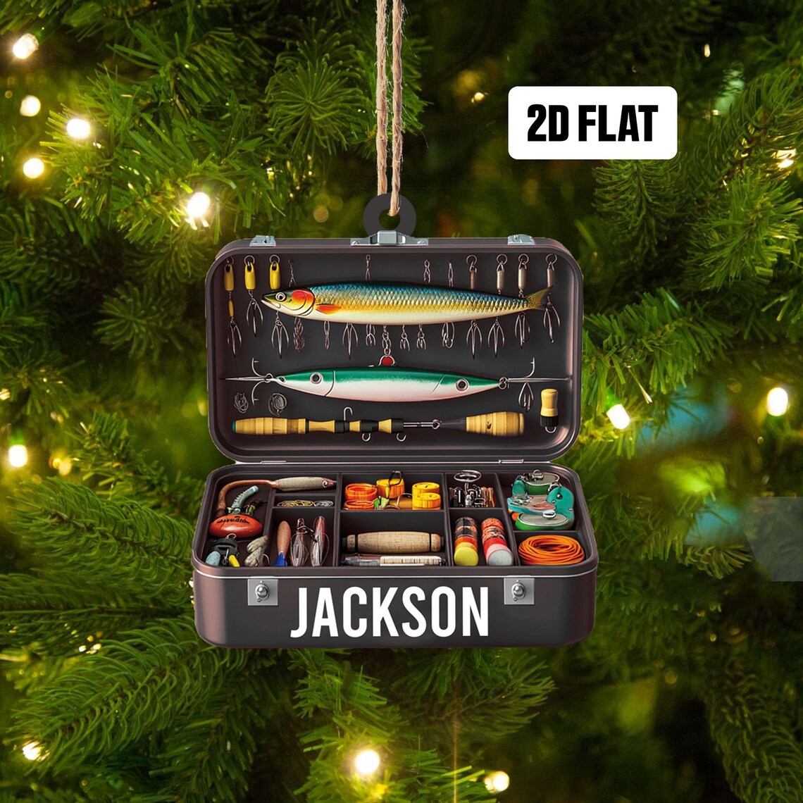 Custom Name Christmas Ornament, Fisherman Ornament, Fishing Dad Ornament
