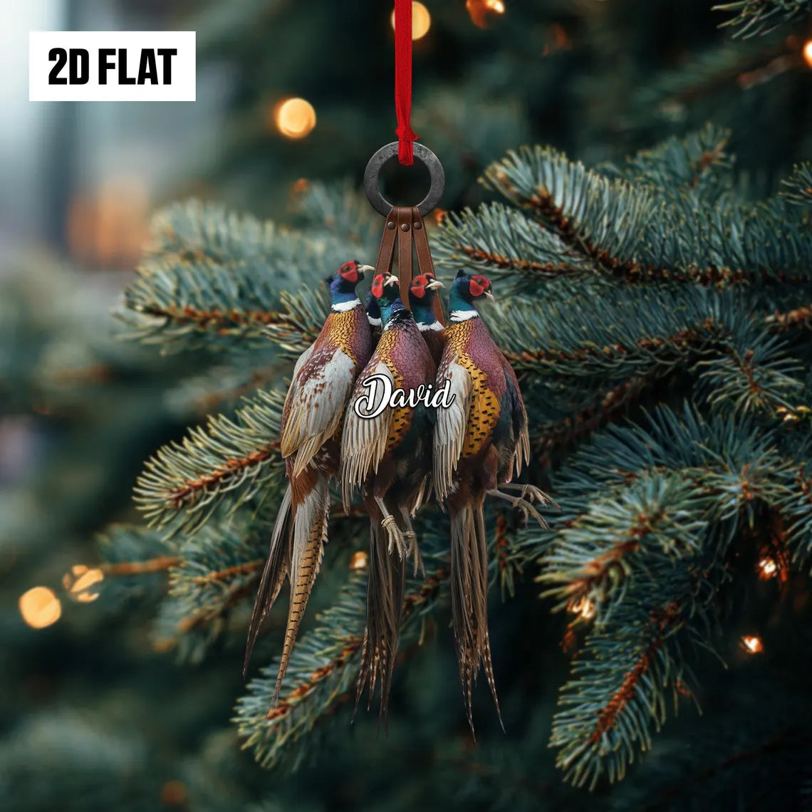 Personalized Pheasant Hunting Ornament, Custom Name Pheasant Christmas Ornament