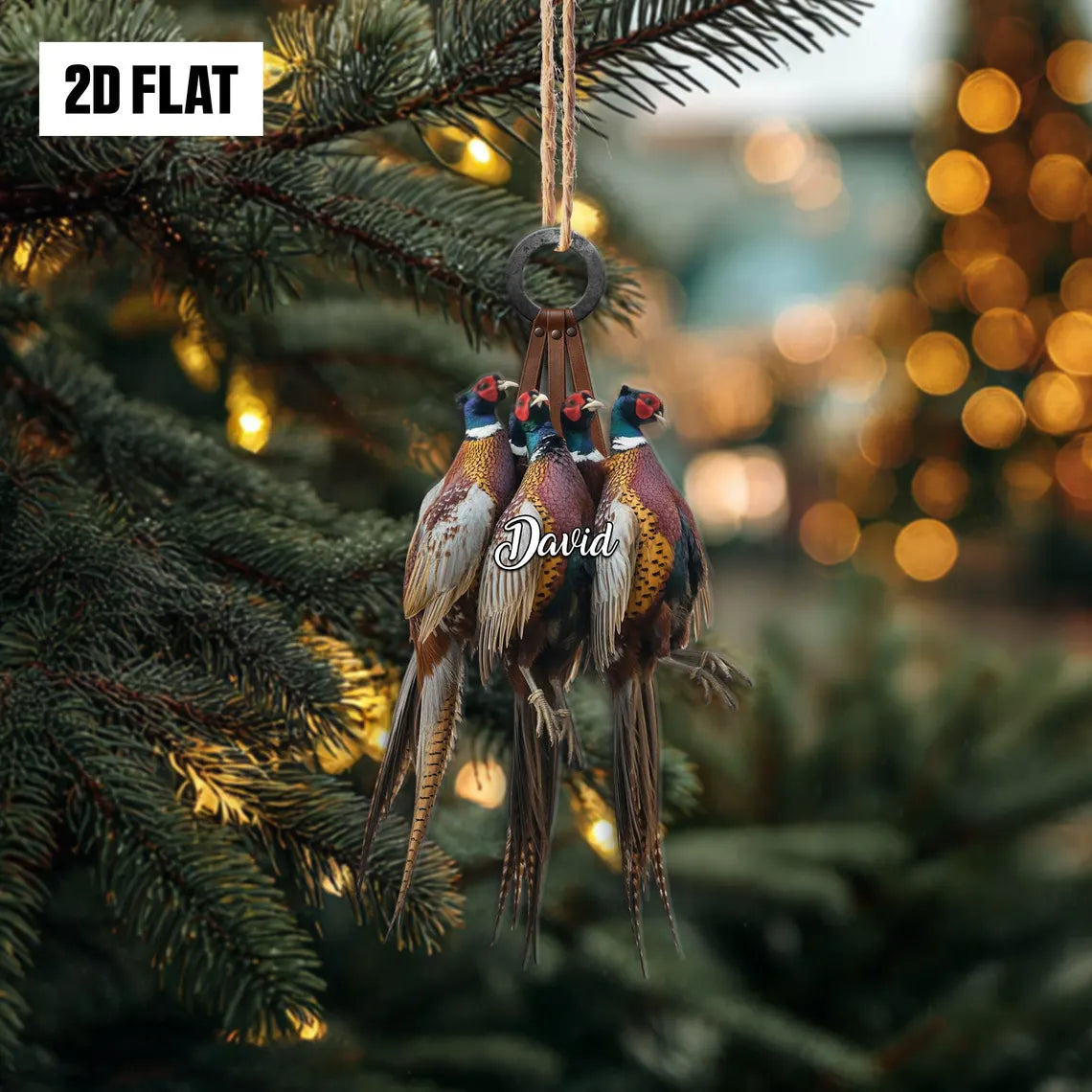 Personalized Pheasant Hunting Ornament, Custom Name Pheasant Christmas Ornament