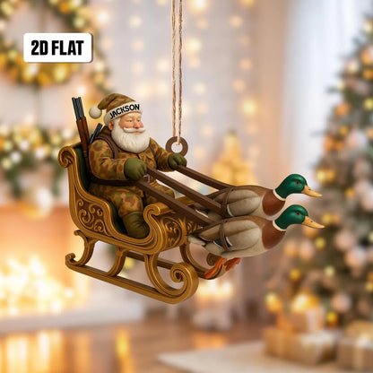 Personalized Duck Hunting Flat Ornament Xmas Gift for Hunting Lover