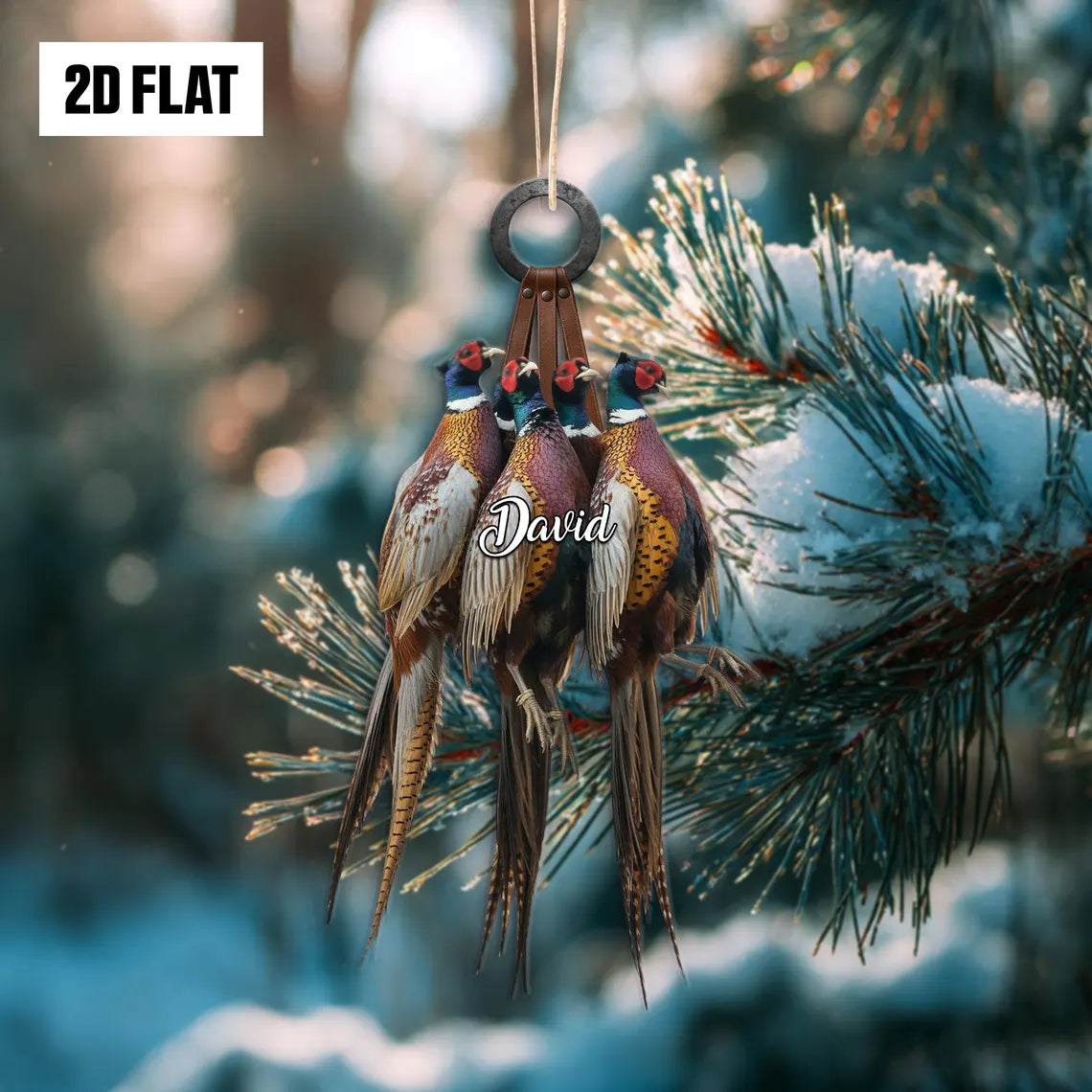Personalized Pheasant Hunting Ornament, Custom Name Pheasant Christmas Ornament