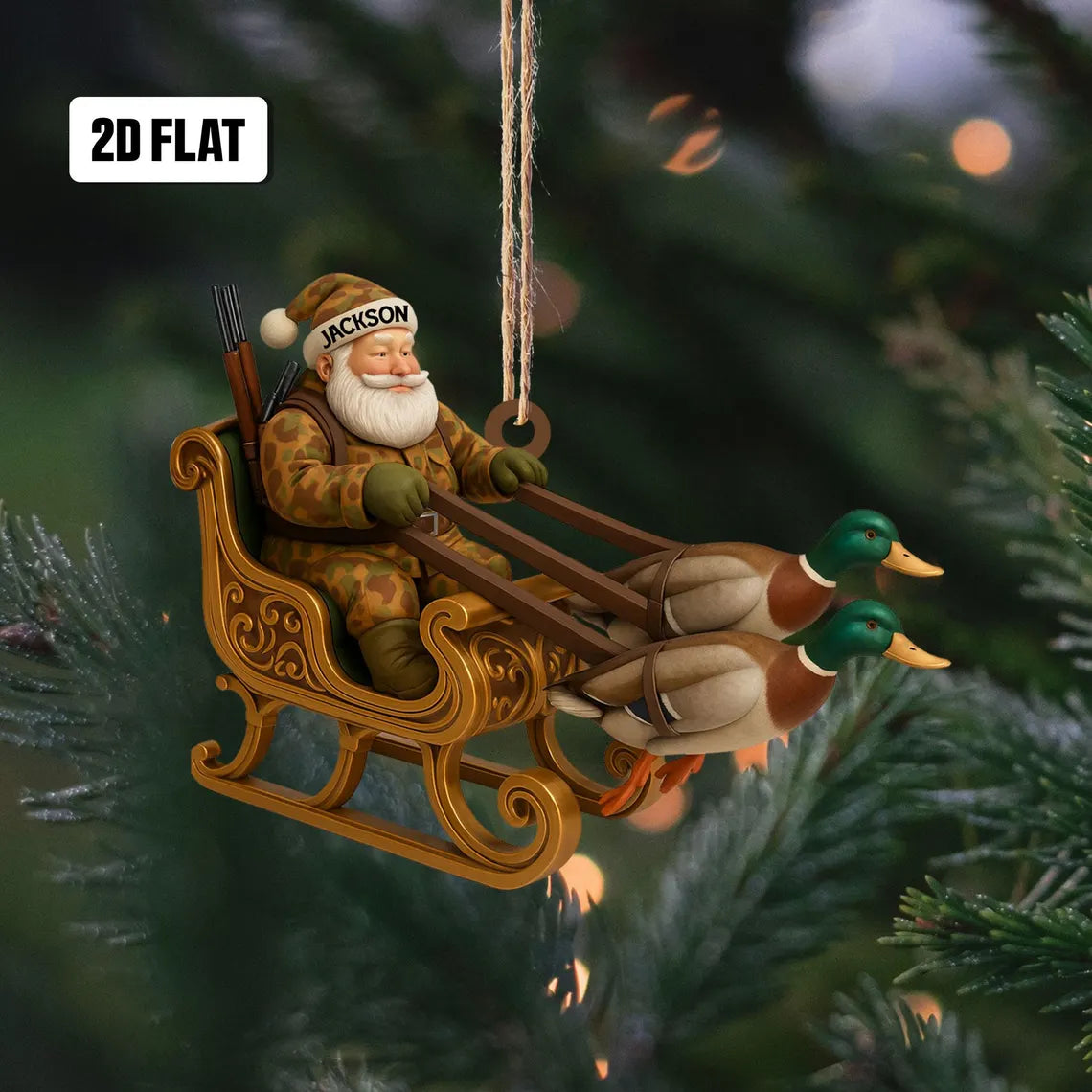 Personalized Duck Hunting Flat Ornament Xmas Gift for Hunting Lover