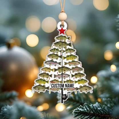 Custom Fishing Christmas Ornament, Personalized Fish Tree Design with Rod