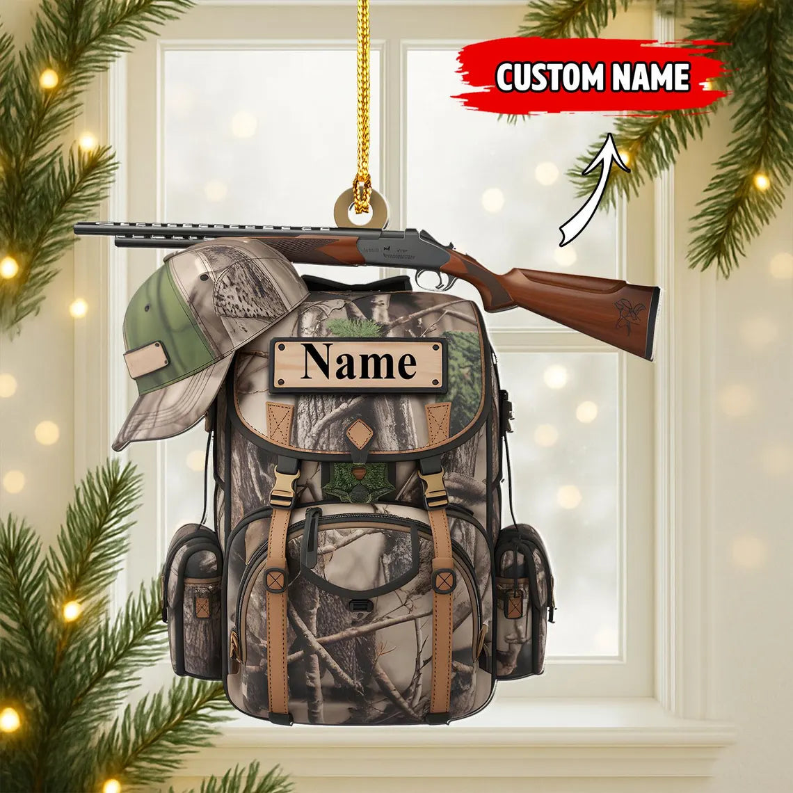 Hunter Christmas Ornament, Name Hunting Ornament, Gifts for Hunting Lovers