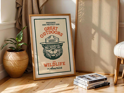 Vintage Smokey Bear Poster Canvas - Great Outdoors & Wildlife Preservation Ideal Gift for Hunters