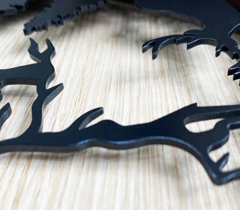 Personalized Deer Hunter Metal Wall Art, Custom Name Bow and Hunting Rifle Sign