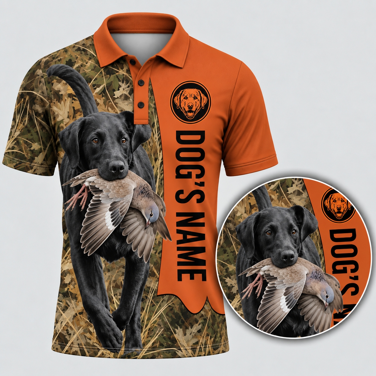 Personalized Dog's Name Black Labrador Retrievert Dove Polo Shirt VCE1011