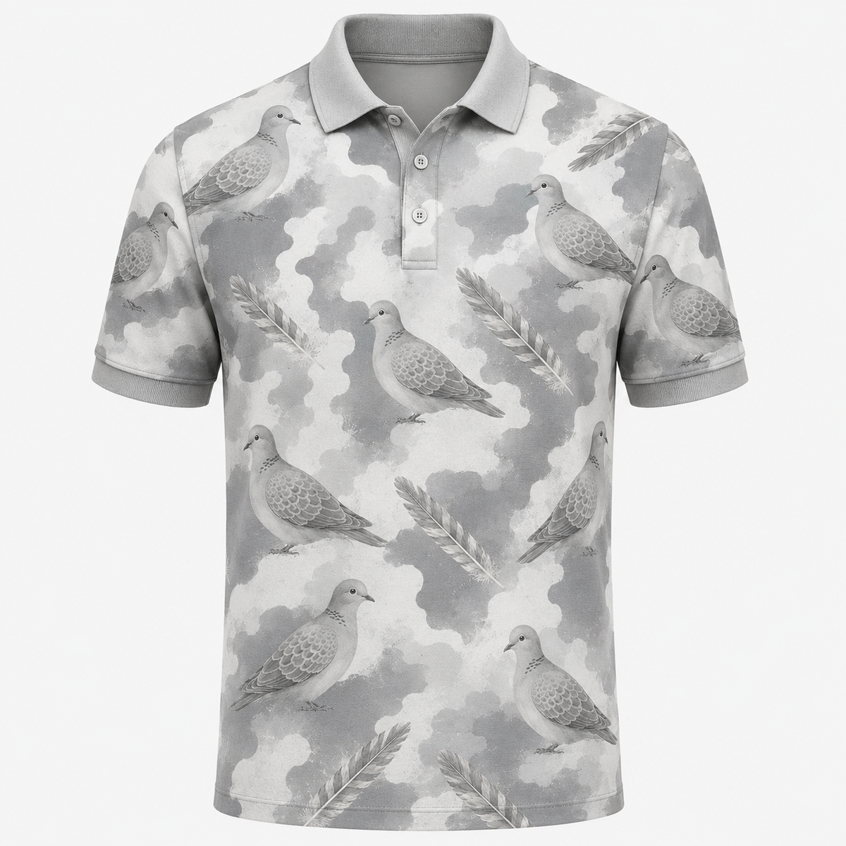Mourning Dove Watercolor Camo Polo Shirt DVC005
