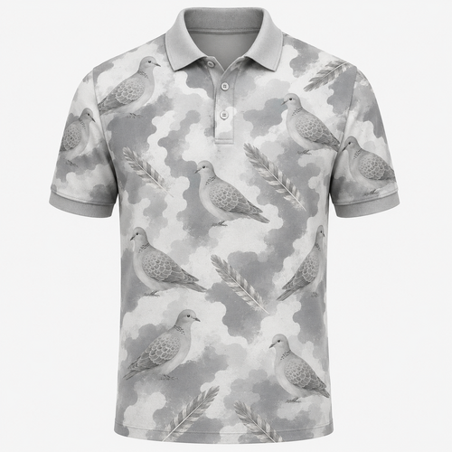 Mourning Dove Watercolor Camo Polo Shirt DVC005