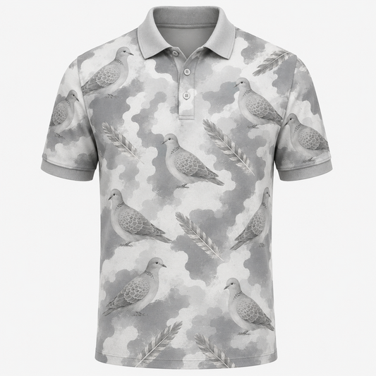 Mourning Dove Watercolor Camo Polo Shirt DVC005