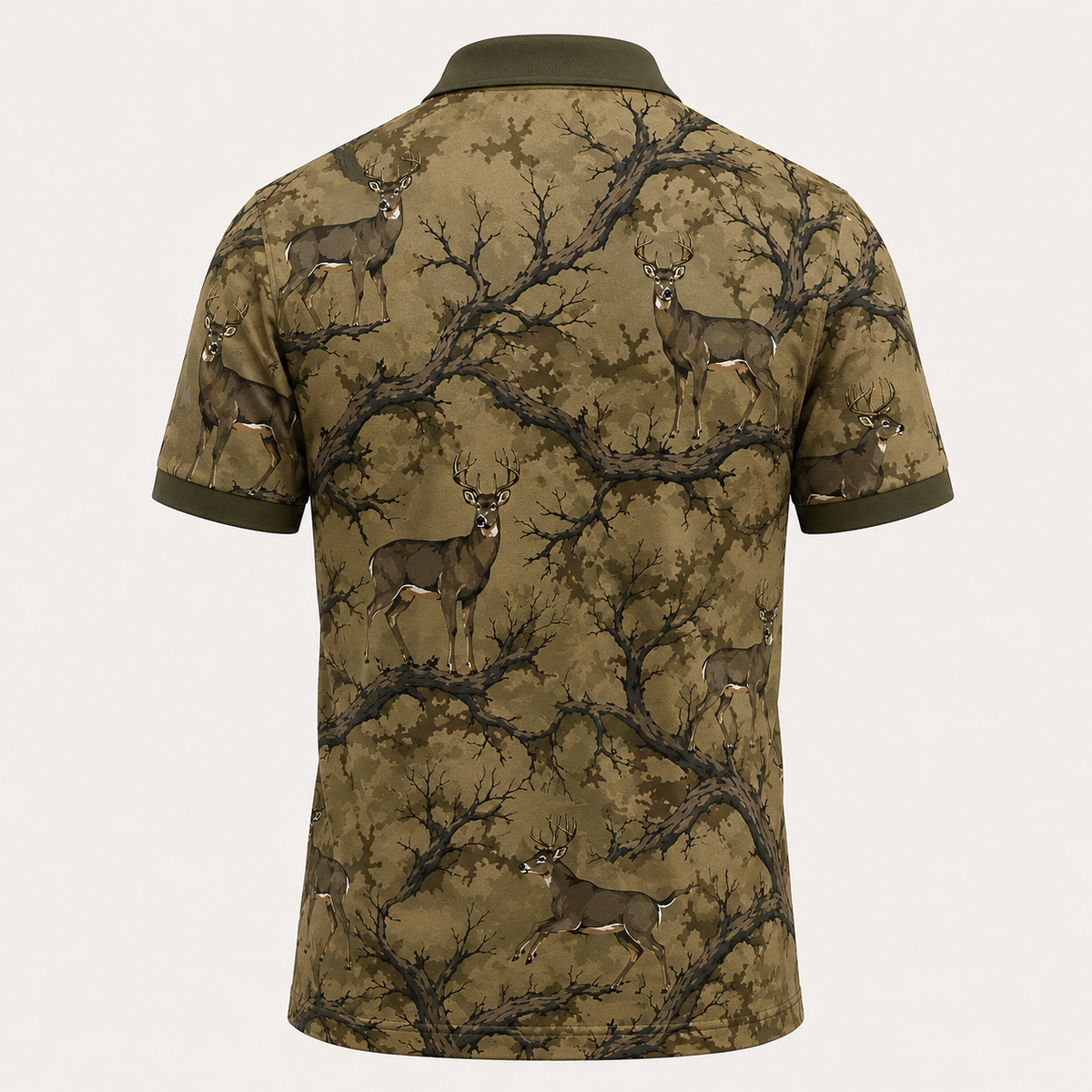Whitetail Deer Woodland Camo Polo Shirt VCP1021