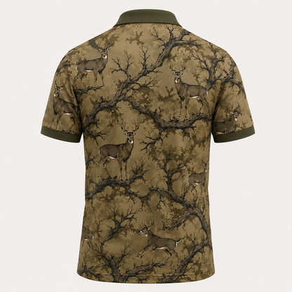 Whitetail Deer Woodland Camo Polo Shirt VCP1021