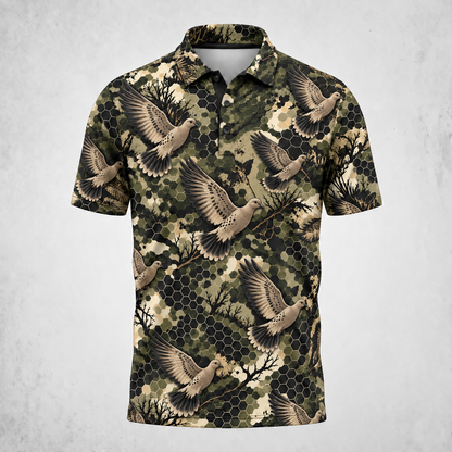 Tactical Hexagonal Dove Hunting Camo Polo Shirt VCP1048