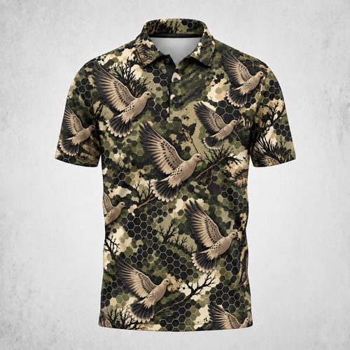 Tactical Hexagonal Dove Hunting Camo Polo Shirt VCP1048
