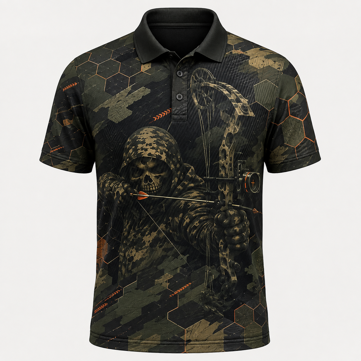 Grim Reaper Bow Hunter Camo Polo Shirt DVC008