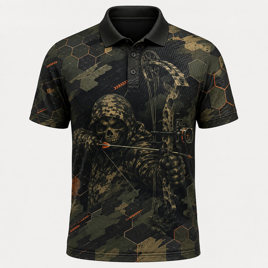 Grim Reaper Bow Hunter Camo Polo Shirt DVC008