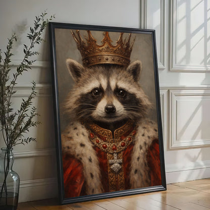 King Raccoon Portrait Canvas Wall Art