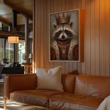 King Raccoon Portrait Canvas Wall Art