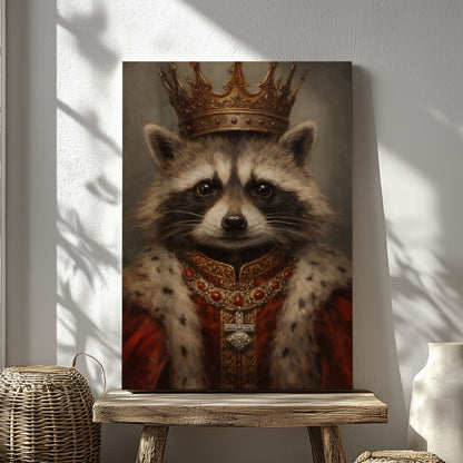 King Raccoon Portrait Canvas Wall Art