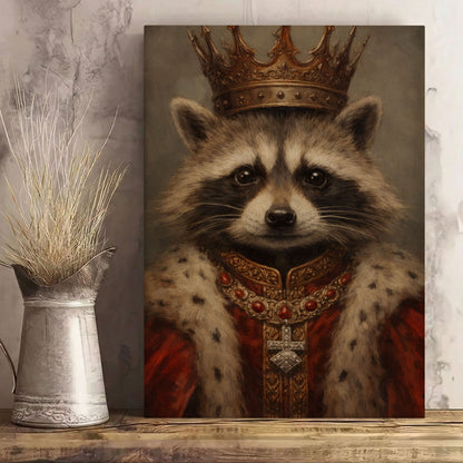 King Raccoon Portrait Canvas Wall Art