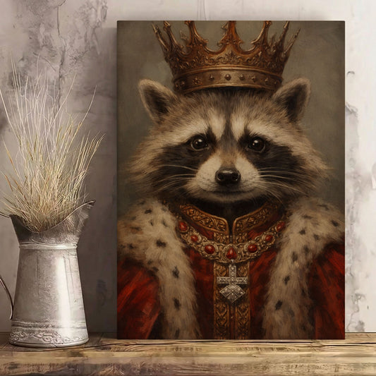 King Raccoon Portrait Canvas Wall Art